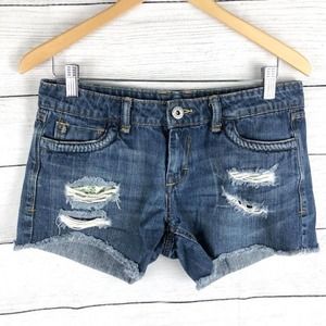 Velvet Heart | Mid Rise Distressed Denim Shorts 28